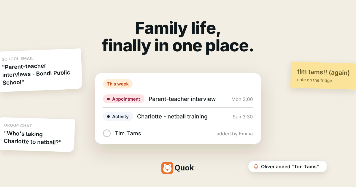 Shipped: a shared calendar + lists app for families - getquok.com logo